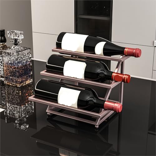 Soporte para botellas de vino estilo industrial multi-capa de metal miniatura 3