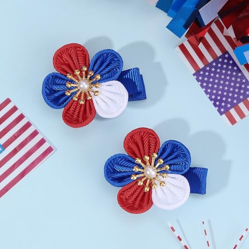 Pinzas para el cabello 4th of July rojas, blancas y azules miniatura 7