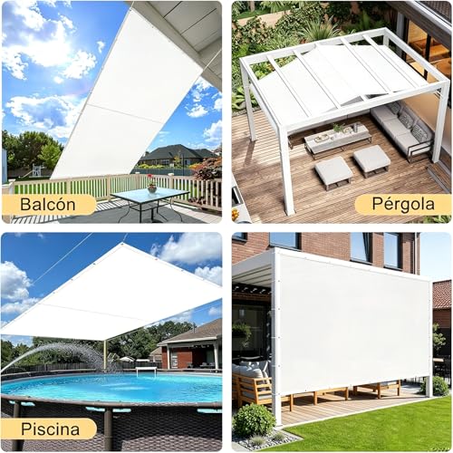 Voile d'ombrage rectangulaire 200 g/m² avec oeillets renforcés - 8