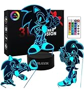 AIRUEEK Sonic Hedgehog Spielzeug 3D nachtlicht LED Illusion Lampe-3Pack Sonic/1 Fernbedienung /1 ...