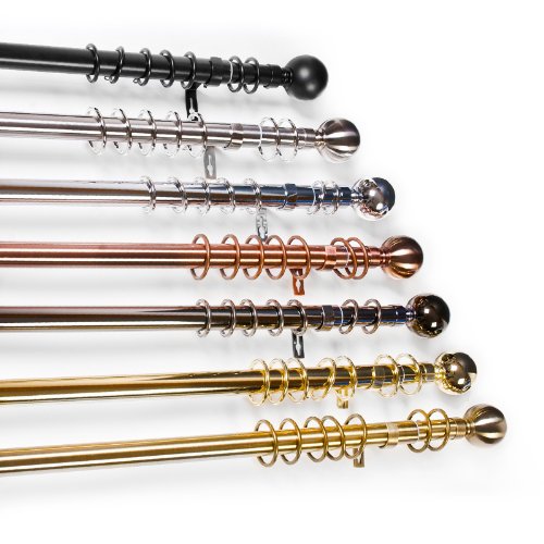 Steelwork Metal Curtain Pole - 25/28mm Pole - Many Colours and Sizes (6x Spare Rings, Black)