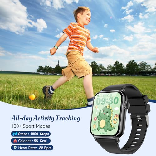 Image of Smart Watch for Kids, 12 Puzzle Games HD Touch Screen Watches, Step Counter, Heart Rate and Sleep Monitor, Flashlight, Music Player,12 /24 hr Educational Toys Birthday Gifts for Girls Ages 6-12 (Black)