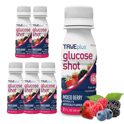 TRUEplus Glucose Shot Mixed Berry 15g Fast-Acting Carbohydrates Fat Free Gluten Free Boost Energy 6 Pack