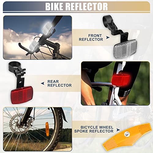 X Autohaux 6Pcs Bicycle Front Rear Reflector Kit Mountain Bike Safety Warning Reflectors Bike Wheel Spoke Reflectors Accessories Red And White #TOP1