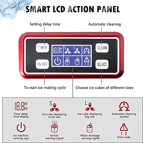 Fabricadora de Hielo Eléctrica Compacta para Encimera, Automática, Produce Cubos de Hielo en 8 Minutos, Tamaño Ajustable y Función de Limpieza Automática miniatura 6