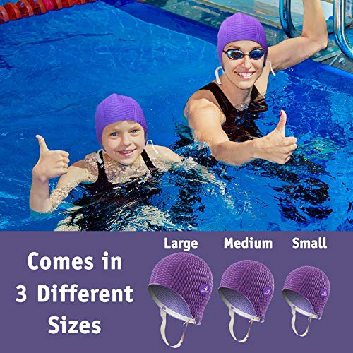 Water Gear Natural Rubber Swim Bubble Cap (Purple, Medium) #TOP4