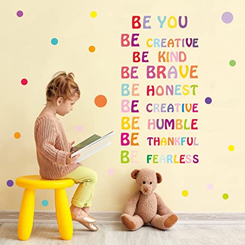 Inspirational Wall Decal Be Kind Wall Decal Be You Quotes Rainbow Motivational Lettering Quote Be Thankful, Be Brave,Be Creative Classroom Wall Decor Kids Girls Bedroom Decoration #TOP4