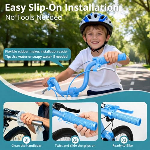 Image of CHUNZEXI 4 PCS Bike Handlebar Grips, Rubber Bicycle Bar Grips Replacement, Non-Slip Handle Grips for Kids Bikes, Scooters, BMX, Mountain & Cruiser Bikes