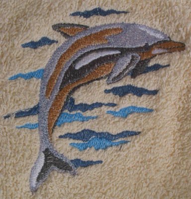 Big Black Horse LLC Bath Towel Set with Embroidered Jumping Dolphin