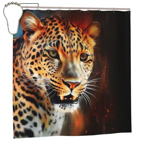 Rideau de douche imperméable léopard 183x183 cm en tissu lavable - 3