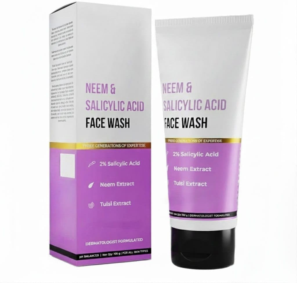 Dr Sheth Neem & Salicylic Acid Face Wash | Anti-Acne & Oil Control Face Cleanser | With 2% Salicylic Acid & Neem | Men & Women | 100 mL
