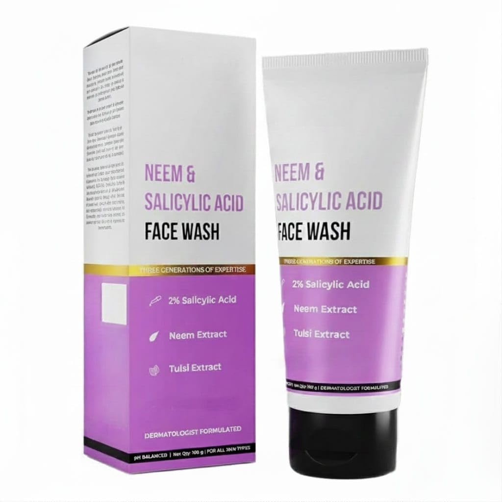 Dr Sheth Neem & Salicylic Acid Face Wash | Anti-Acne & Oil Control Face Cleanser | With 2% Salicylic Acid & Neem | Men & Women | 100 mL