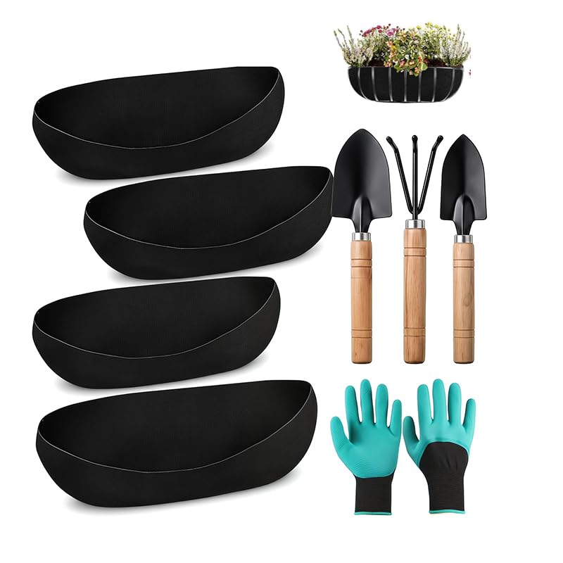 XIAOjnHONG 4Pcs Basket Liners 24In Black Outdoor Felt Trough Planter