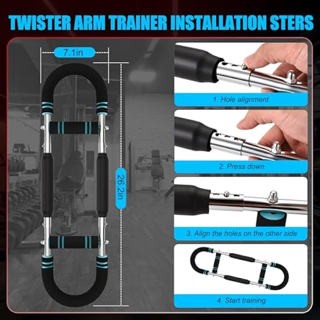 Premium Twister Arm Trainer, Adjustable 40-100lb Chest Workout Equipment for Men & Women, Portable Detachable Design for Home Gym, Arm Chest and Shoulder Muscle Strength Exerciser Training