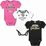 NFL Jacksonville Jaguars 3 Pack Short Sleeve Bodysuit, Pink/White/Teal Jacksonville Jaguars, 0-3 Months