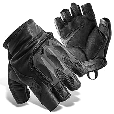 AMAZON - GRAMFIRE Tactical Gloves for Men and Women Military, Airsoft Fingerless Black Leather Gloves with TPR Knuckle Protection XRD Padded, for Outdoor Camping Shooting Hunting Hiking Paintball, S