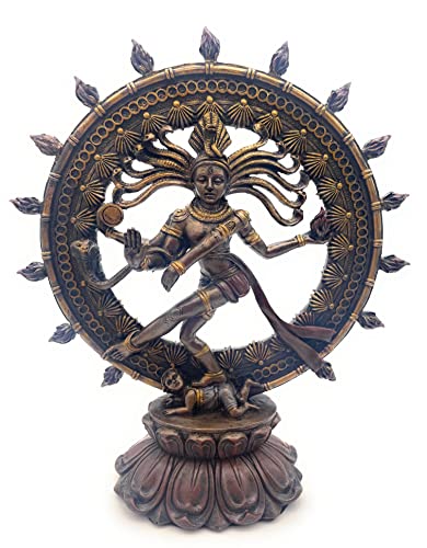 Estatua Shiva Nataraja de Resina con Acabado Bronce 7.75x9x3 in