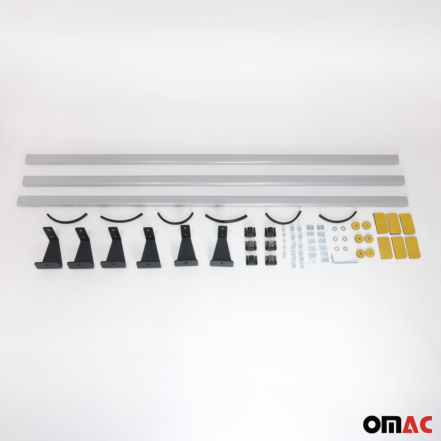 OMAC Heavy Duty Barras de Techo Transversales Compatibles con FIAT Doblo II 2010-2021 – 3 Stangen – Acero Plata