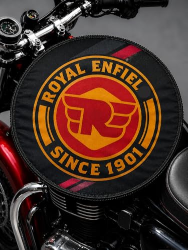 Image of Petrol Tank Cover for Bullet, Classic 350 /500, Electra and Standard, Black, Stretchable Fabric, Since 1901 Logo