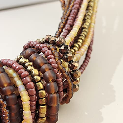 Bocar Chunky Statement Colorful Seed Beads Women Choker Collar Necklace (Nk-10314-Brown) #TOP3