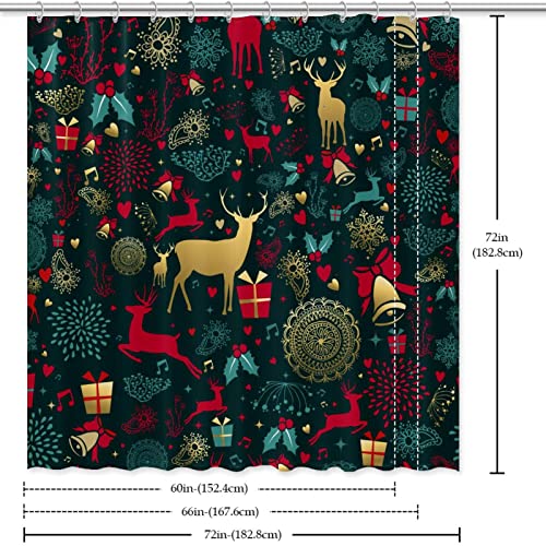 Rideau de douche élan de Noël et plage 72 x 72 cm en textile imperméable
