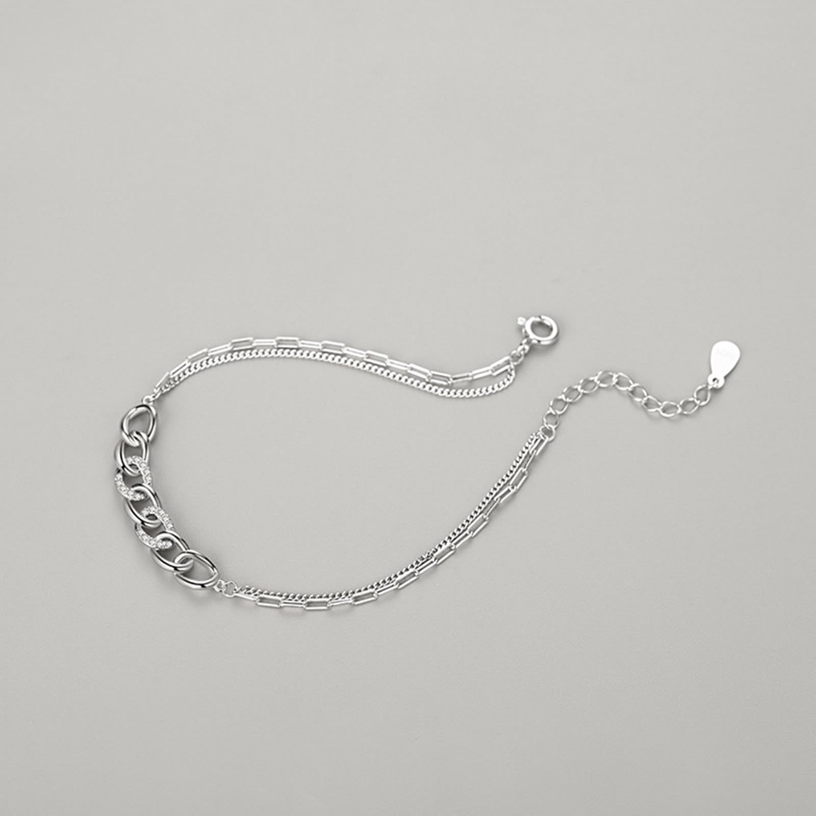 KnSam Bracciale da donna in oro giallo 18 carati 750, classico, con strass, in platino 950