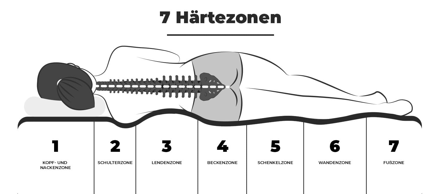 Mebligo - Matratze 180x200 cm, Taschenfederkernmatratze, Höhe 24 cm, Härtegrad H3 H4, 7 Zonen Matratze mit Kokosmatte, Federn Höhe 18 cm - Elite Rest Premium Serie