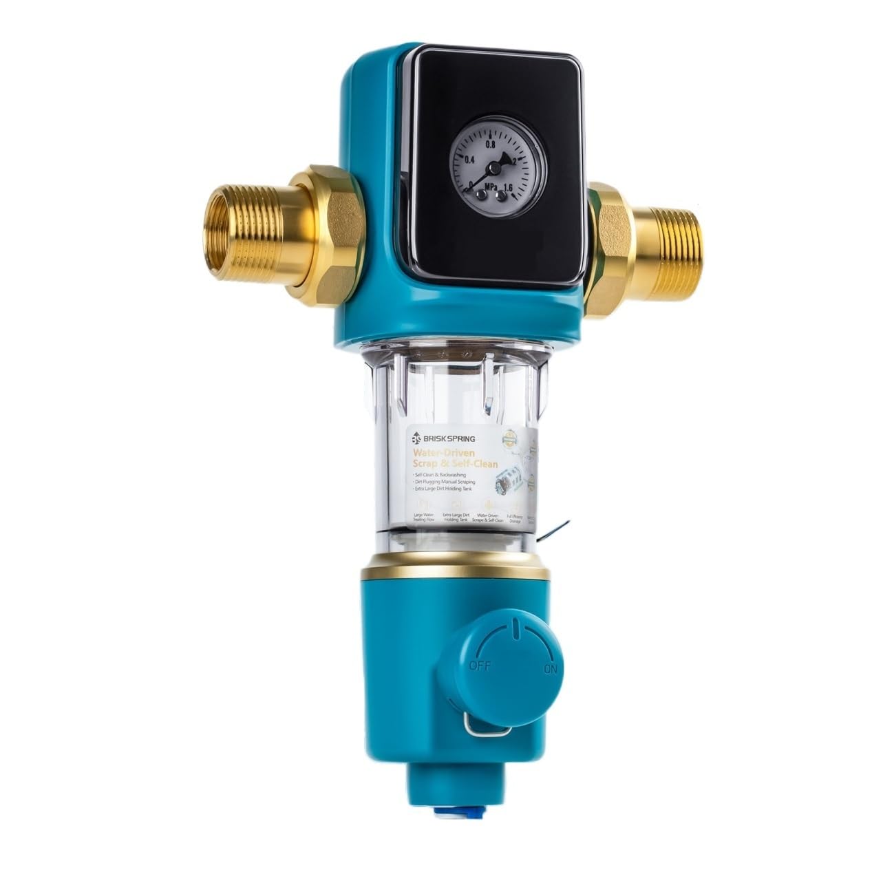 Spin Down Sediment Water Filter Whole House Automatic Rotary Backwash Pre Filter 40μm/300μm Stainless Steel Mesh(G-300 Micron)