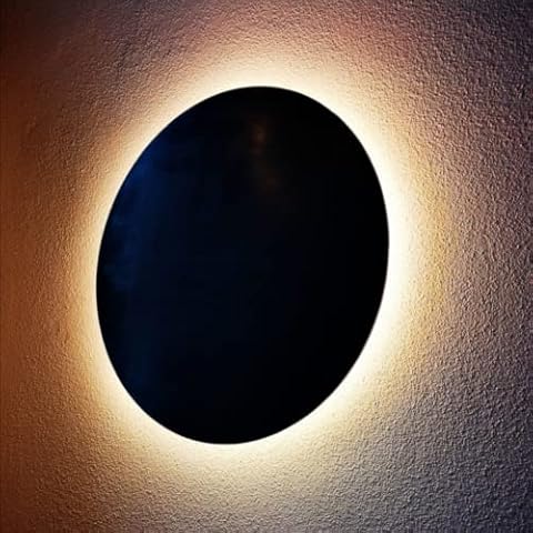 Generisch Design Wandlampe LED 35 cm runde Wandleuchte flach schwarz anthrazit Stahl Cover