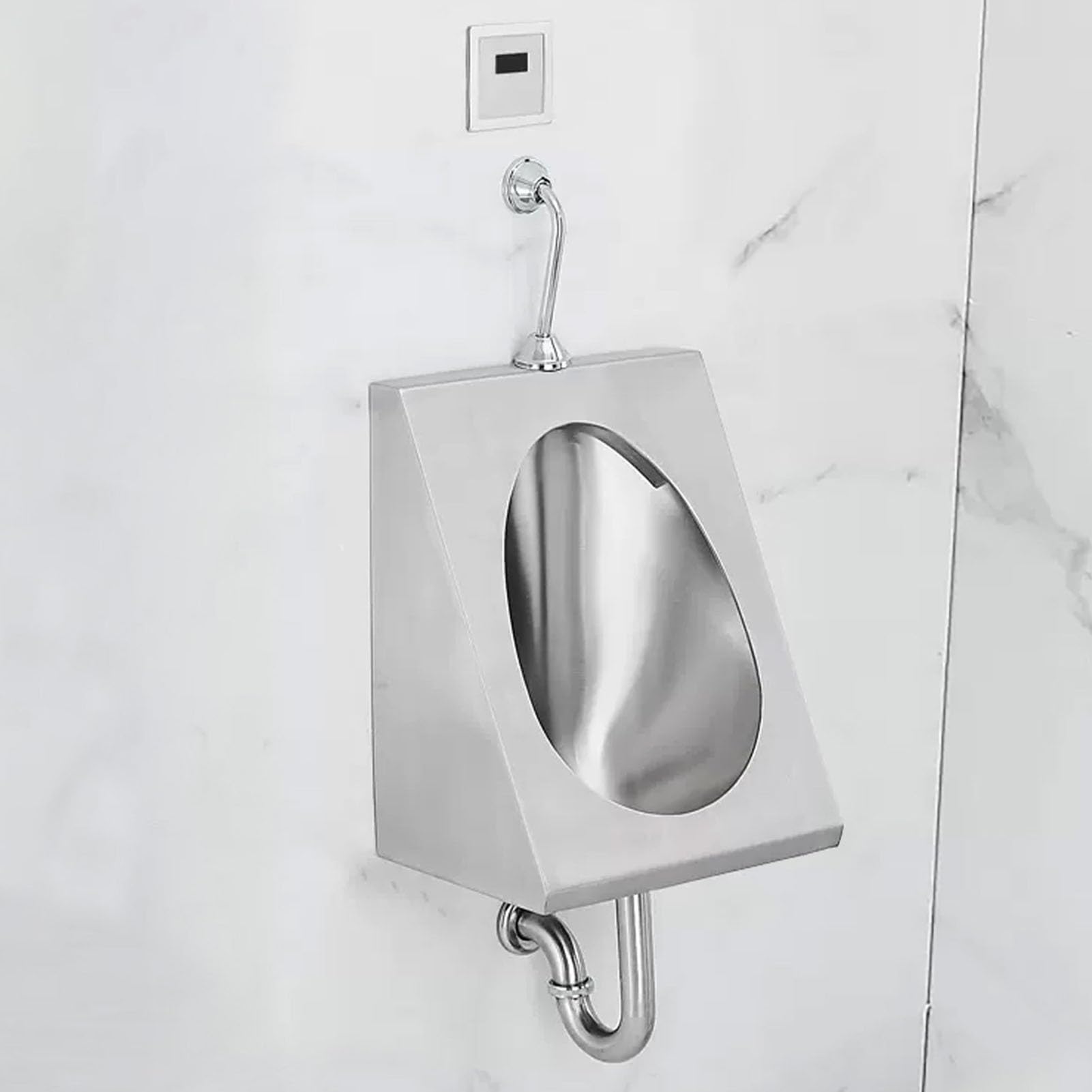 GTHTUHFD Wall Sensor Urinal, 304 Stainless Steel Urinal, Men'S Flushing Urinals, Commercial Public Toilet Splash Urinals, With Flush Valve And Drain Pipe, For Bathroom, Hotel,Wall-Sensor C