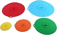 Vista 4 de Juego de tapas de silicona con ventosa de 5 tamaños, cubierta de almacenamiento de alimentos apta para microondas, tapa reutilizable de silicona