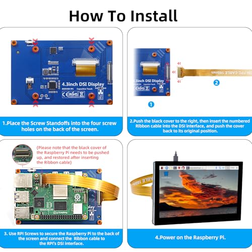 Image of 4.3 Inch Raspberry Pi Screen, 800x480 Pixel Capacitive Touchscreen, MIPI DSI LCD Display for Raspberry Pi, Driver-Free