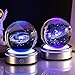 3D Galaxy Crystal Ball with Colorful Led Base, Space Astronomy Gifts Clear Glass Balls Crystal Sphere Religious Gifts for Her Him Birthday Women Mom Dad Funny Night Light