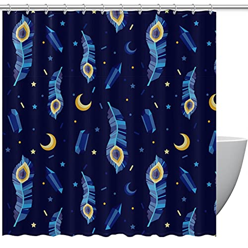Rideau de douche imperméable de qualité supérieure motif paon bleu