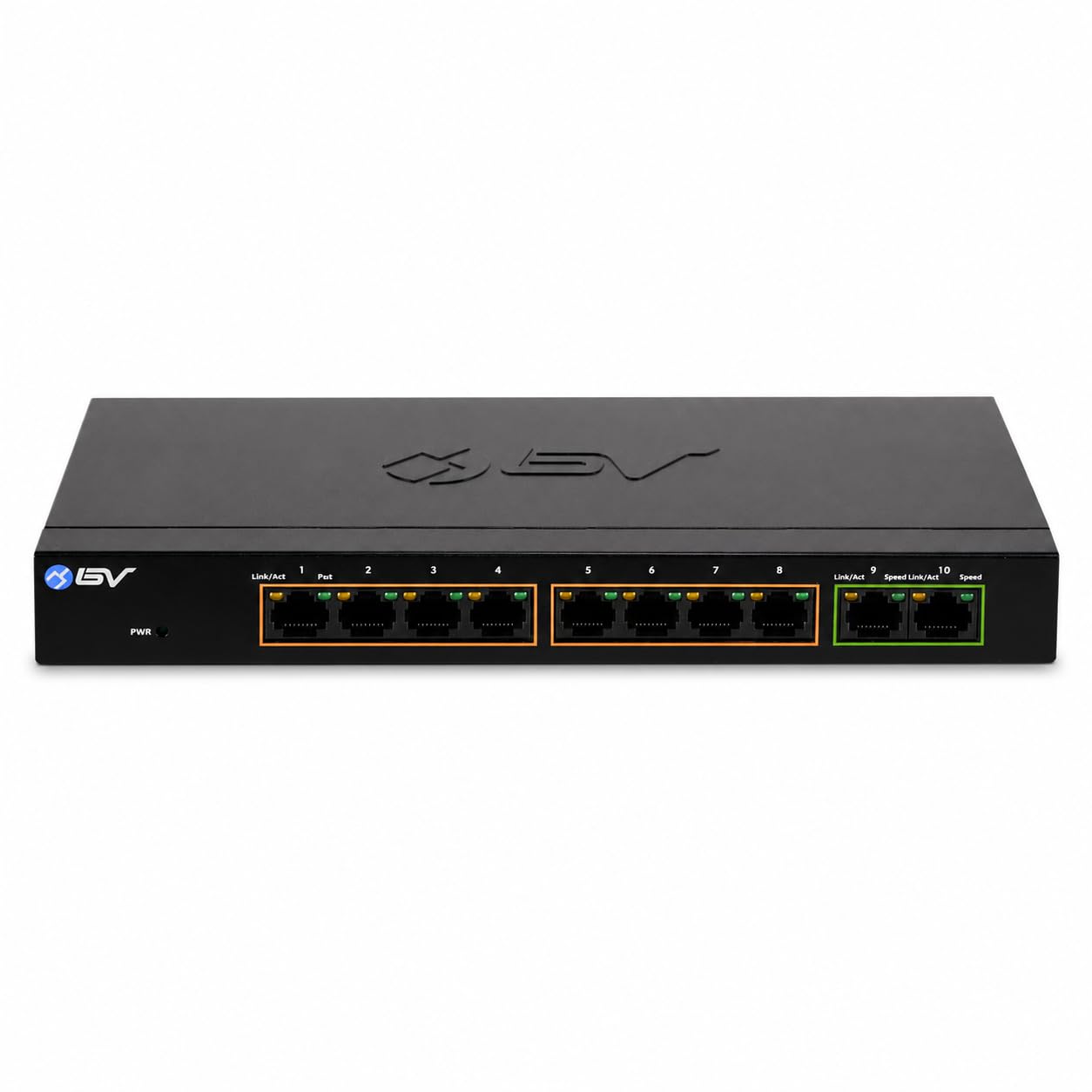 BV -Tech Commutateur Gigabit PoE+ 10 Ports (8 Ports PoE+ Gigabit avec 2 Gigabit Uplink) - 96 W - 802.3af/at, fabriqué à Taiwan, Conforme à la NDAA