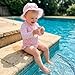Baby Girl Rash Guard Swimsuit Cute Fashionable Long Sleeve Striped Dot Jumpsuit with Hat 2Pcs Swimwear (Pink, 18-24 Months)