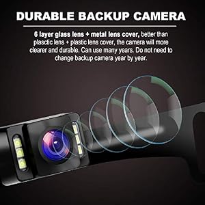 GLK Car Backup Camera HD Rear View Camera License Plate Backup Camera with Wide View Angle 6 LED Night Vision Waterproof Front & Back up Camera, Guide Line On/Off — photo 2 of 6