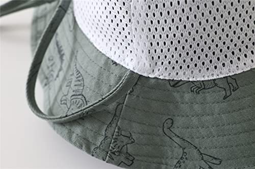 Baby Sun Hat Toddler Bucket Hats Summer Sun Protective Kids Beach Hats Wide Brim Outdoor Camping Hat For Boys Girls Dinosaur Light Green 2-4T #TOP3