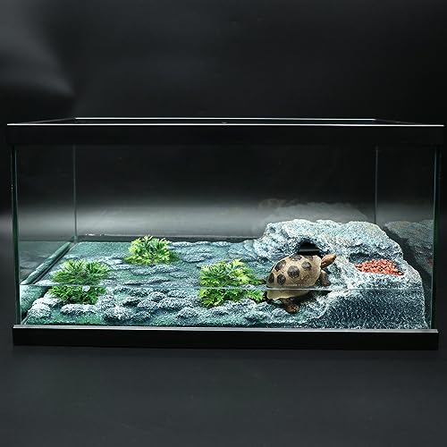AQUA KT Turtle Ramp Climbing Basking Platform, Tortoise Dock and Hideout, Turtle Food Bowl, Terrarium Plant, in Complete Terrarium Aquatic Decoration Kit, Pack of 1
