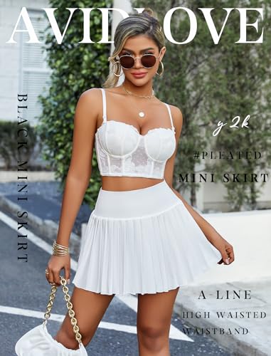 Avidlove Skirts for Women y2k Mini Skirt Stretchy High Waisted Pleated Short Tennis Cheer Skirt2