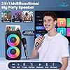 Bluetooth Speaker with 2 Wireless Microphones - Big Party Speaker for Adults Kids Karaoke with Lights - Portable Rechargeable Floorstanding Speakers Support TWS/AUX/USB/TF Card for Home Party Gift