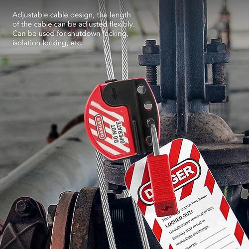 Tonysa Tagout-Kabelschloss, Edelstahl-Kabelschloss, Lockout-Tagout-Stahlkabelschloss, Sperrvorrichtung mit 4 Schlüssellöchern für Reparaturmanagement