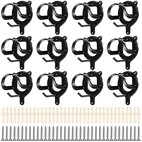 12 Counts Horse Bridle Rack Bridle Bracket Bridle Hooks Horse Tack Storage Halter Hanger Metal Bridle Holder with Tubes and Screw for Horse Barn Supplies, Black
