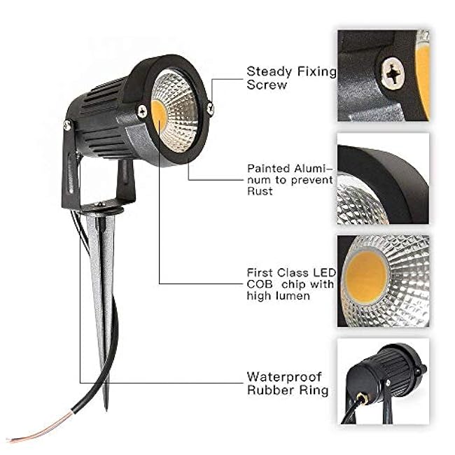 SUNRIVER Low Voltage Landscape Lights Led Landscape Lighting 6W Outdoor Landscape Lights 12V 24V Waterproof Landscape Spotlights for Yard, Lawn, Garden(6 Pack Warm White)