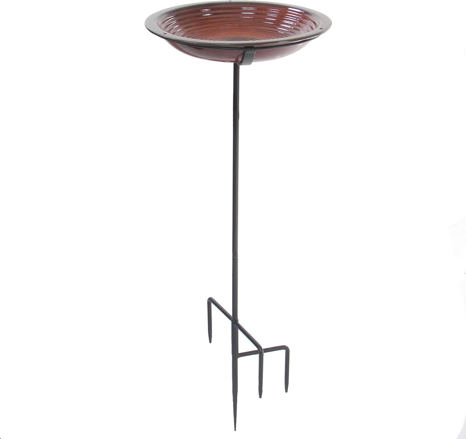 BYER OF MAINE Circle Post Bird Bath Rustic Red and Egg Fly Through Bird Feeder Mottled Red Bundle