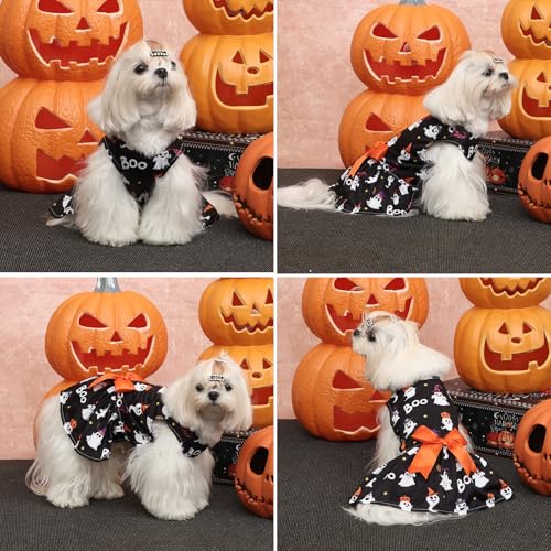Image of CuteBone Dog Mesh Dress Halloween Puppy Sundress Pet Outfit Summer Fashion for Small Dogs Girl Cat Clothes