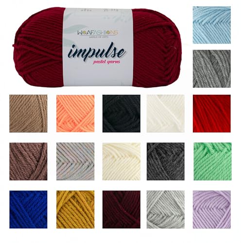 Image of WOAFashions Impulse Hand Knitting & Crochet Yarn, Premium Acrylic, 4 : Medium (Milano Red) (3x100gms / 3.5oz / 200mtr / 218yds)