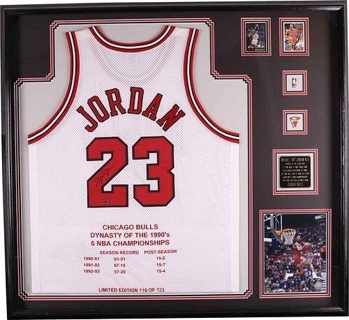Michael Jordan Autograph Framed Dynasty 3 Jersey Set Uda RARE RARE 110/123 UD - Autographed NBA Jerseys