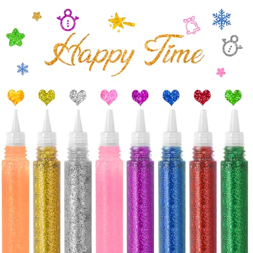 NVGVUP 16 Piezas Rotuladores Purpurina, 10ml Glitter Rotuladores Brillantes Lavable, Purpurina Manualidades de Colores, Pegamento con Purpurina con Punta Fina, para Decoración Diseño Manualidades DIY