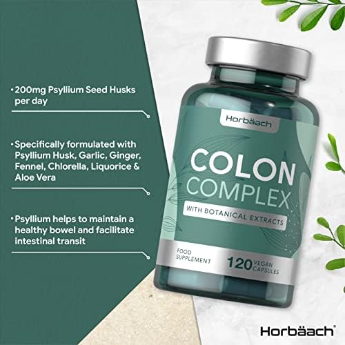 Colon Cleanse Complex | 120 Vegan Capsules | Natural Cleanser with Aloe Vera, Psyllium Husk, Ginger Root, Cayenne Pepper and More! Digestive Support Supplement | by Horbaach